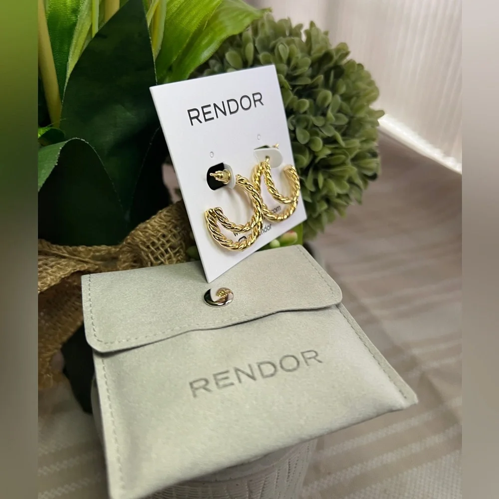Rendor Victoria Yellow Gold Double Hoop Earrings